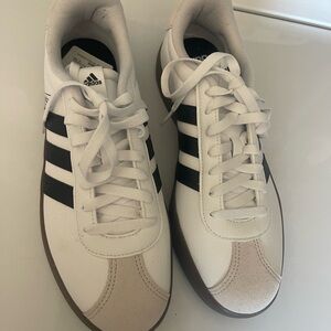 Adidas Men's White and Black Striped Sneakers